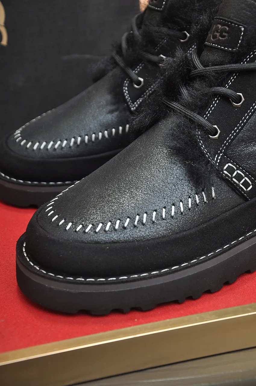 Men's shoes 💰640💶 [UGG] (full wool lining) top-end high-quality fur-in-one warm snow boots from Australia's warm luxury brand men's shoes, UGG-5877 official website synchronized, made of imported cowhide, carefully sewn...Imported rubber foam outsole (comfortable, soft, wear-resistant) The quality is really great...Exquisite workmanship, you can't put it down at first sight, available in sizes 39-44